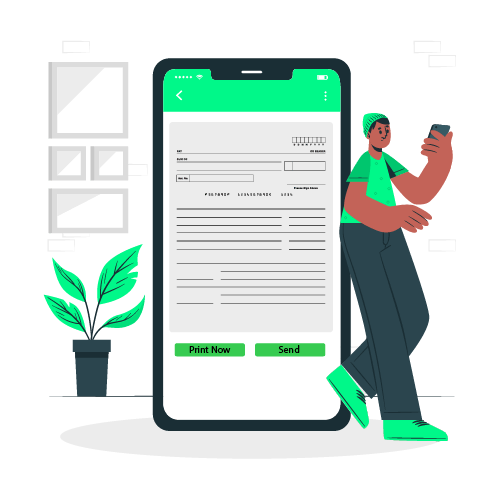 A man accepting his checks via phone.