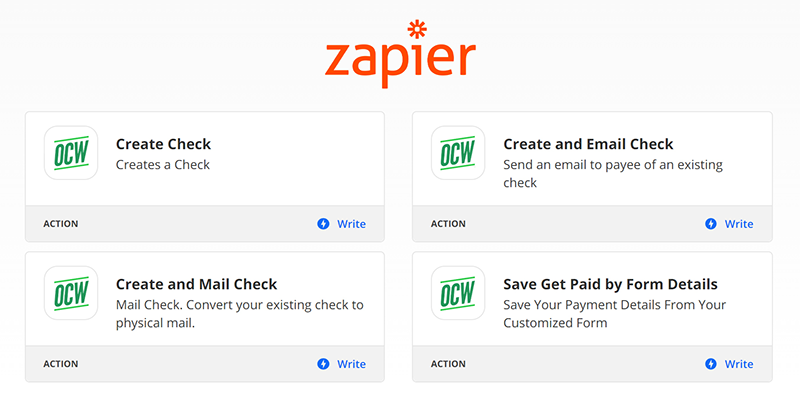 Online Check Writer has now integrated with Zapier