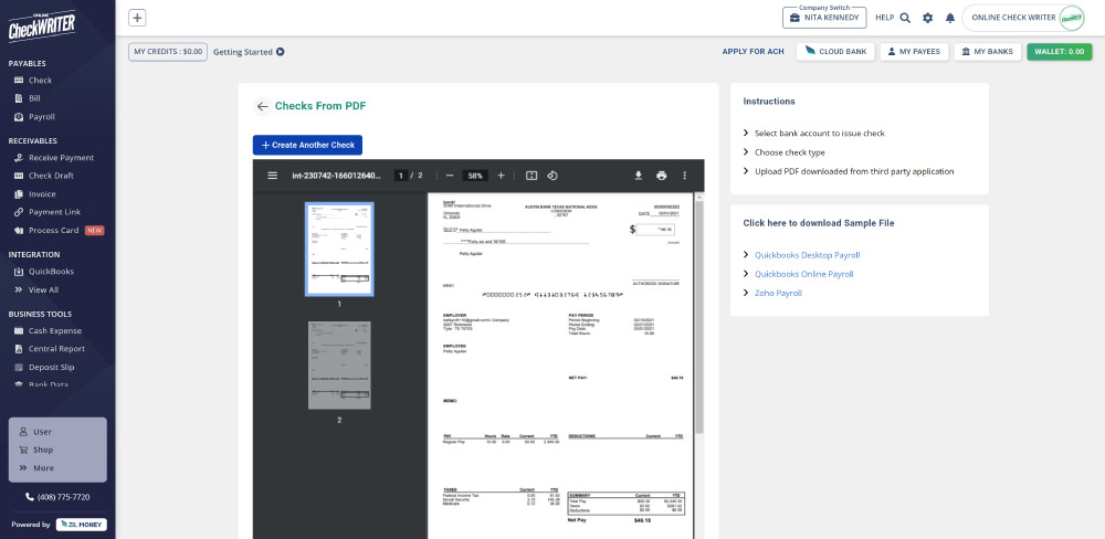 Checks From Pdf Online Check Writer Online Digital Check Printing