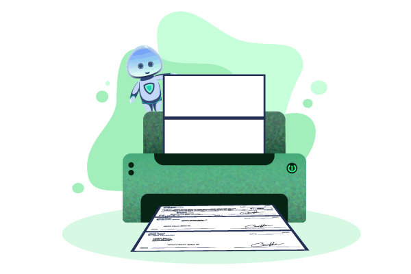 An Image of a Printer with a Blank Checks Printable on It