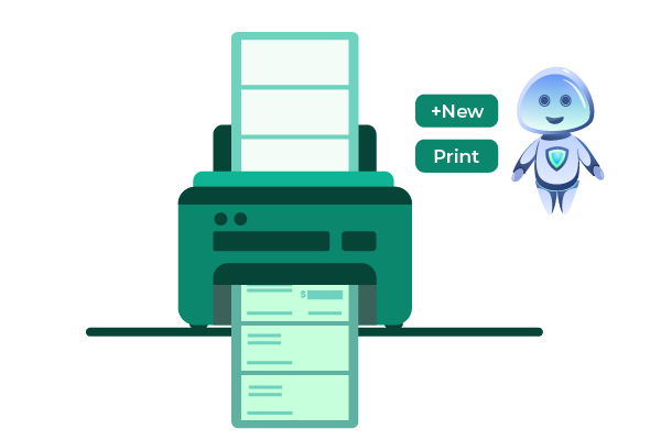 An Image of a Printer with the Words Print Visible, and Print Checks Same Day