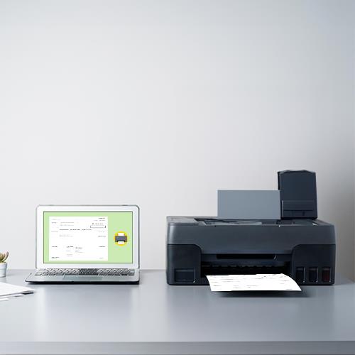 A Printer and a Laptop on a Desk and Different Parts of a Check