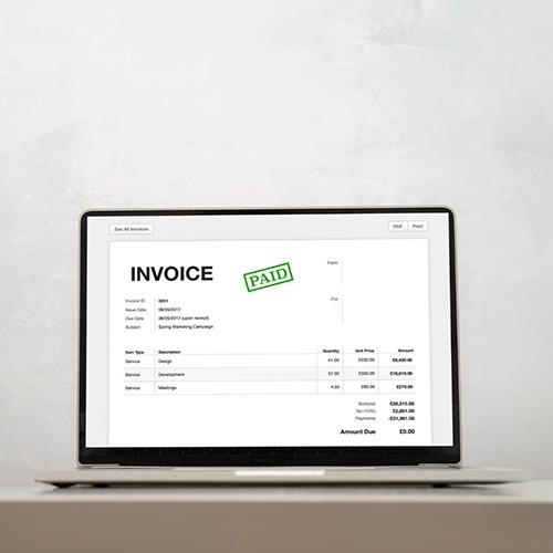 An Invoice Displayed on a Laptop Screen, Showcasing a Convenient Platform for Managing Online Invoice Payments.