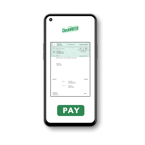 A Smartphone Displays a Payment Receipt. Showing Conveniently Pay Via eChecks.