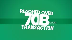 A Green Background With The Words Reached Over 70B Transactions