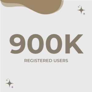 900k Registered Users On A White Background