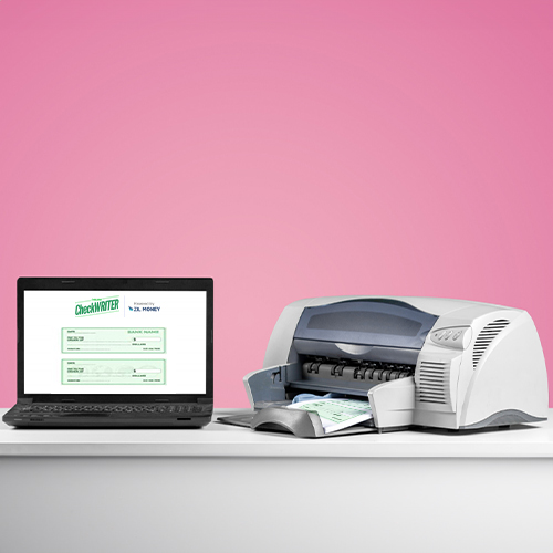 A Laptop Displaying a Check Check Printing, Emphasizing Maximizing Accuracy and Security the Benefits of Check Printing Software for QuickBooks.