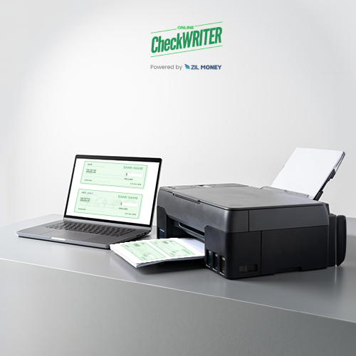 The Printer and Laptop for Home Check Printing Are on the Table