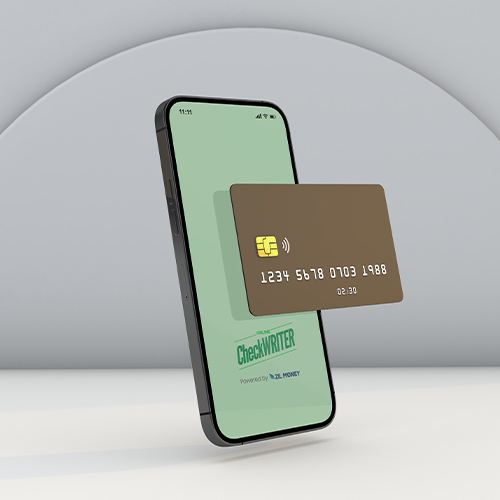 A Smartphone with an App Open Displaying a Card. Represents Manage Debit Card Effectively