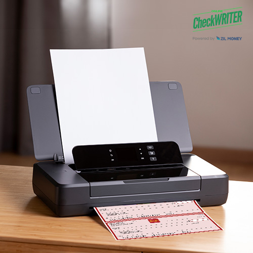 A Printer Is Placed on a Table. It Is Actively Print Instead of Order Checks From Wells Fargo Using Blank Check Paper