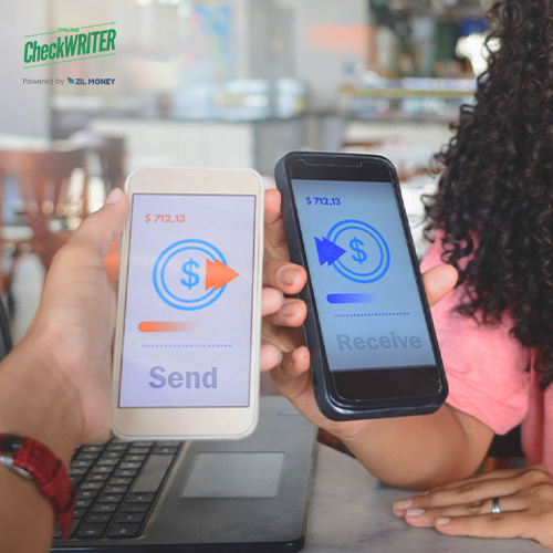 Two Smartphones Are Held by Different Individuals. Each Phone Screen Displays a Financial Transaction Application. Businesses Can Explore Ways to Receive Payment Online.