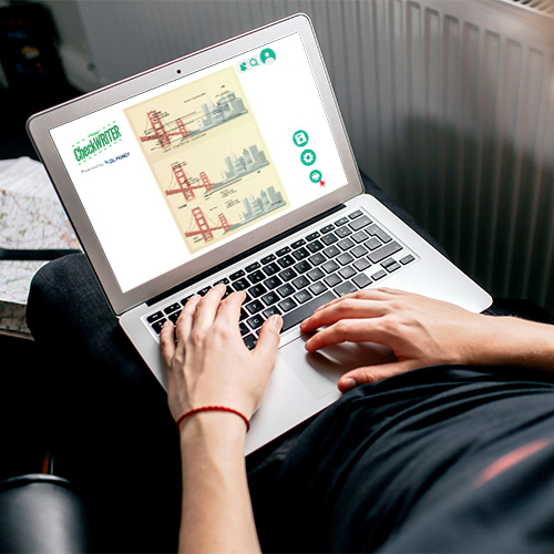 A Man Working on a Laptop Displays Writing A Check Online, He Creates a Checks for Secure Transaction