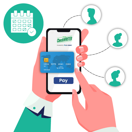 A Person Holding a Smartphone Displaying a Payment App, Symbolizing Pay Your Payroll with Credit Card