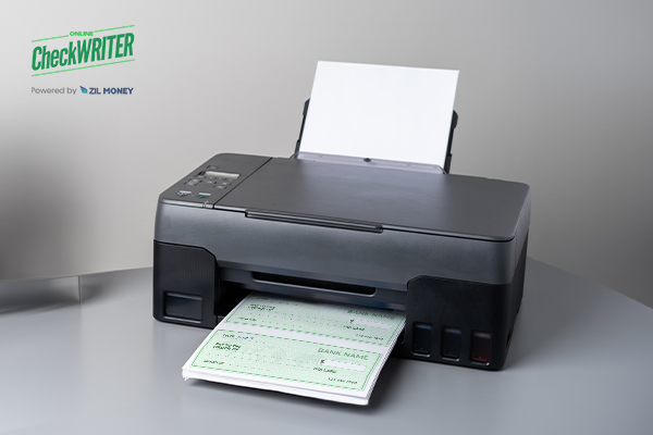 A Regular Printer Printing Checks On Blank Stock Paper Instead of an Order Checks For Business. Empower Your Business with Secure and Efficient Check Printing Services