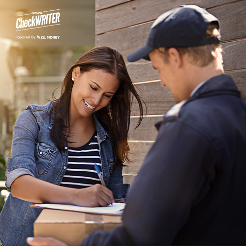 A Man Receives an Overnight Check Mailing from A Delivery Boy