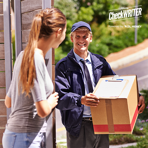 A Man Receives an Overnight Check Mailing from A Delivery Boy