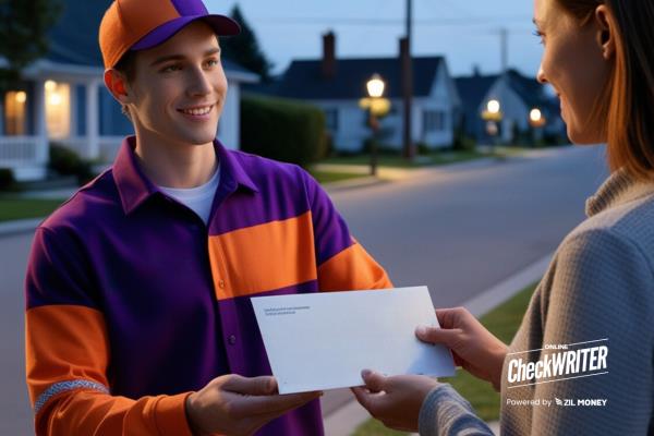 A Person Delivering Checks to a Woman, Overnight Check Mailing A Reliable Solution for Critical Payments