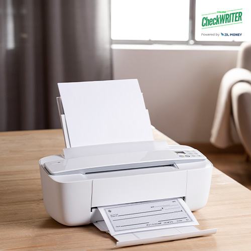 A White Printer Printing Check Instead of Order Checks Online Cheap.