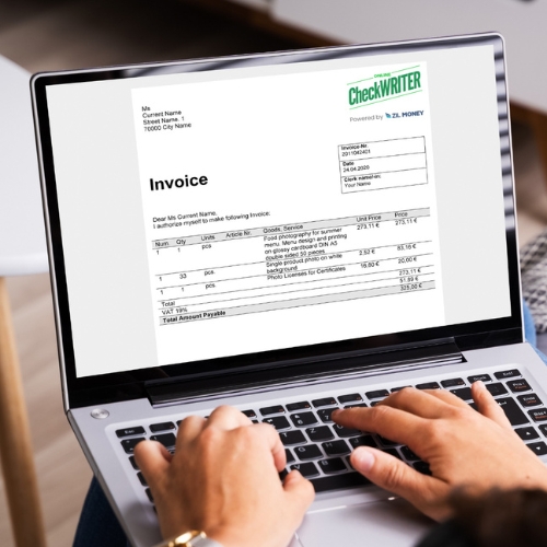 A Person Holding A Laptop Creating Invoice Online, Take the Hassle Out of Billing Send Invoices Via Email/SMS