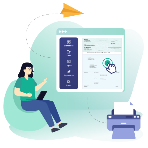 A Women Customize and Print Payroll Checks Using Her Laptop, Highlighting Secure Payment Options for Paychex Flex® Users