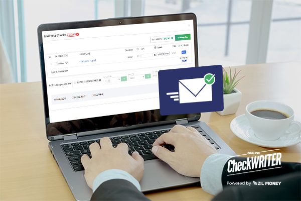 A Person Working On A Laptop Creating And Sending Checks Via Mail, Check Mailing Made Easy for Your Remotely Working Company