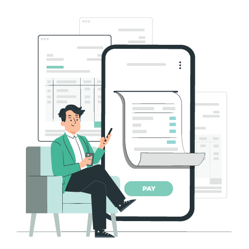 A Man Sitting on a Chair with a Phone and a Free Check Register, Accountants Can Manage Payments Seamlessly