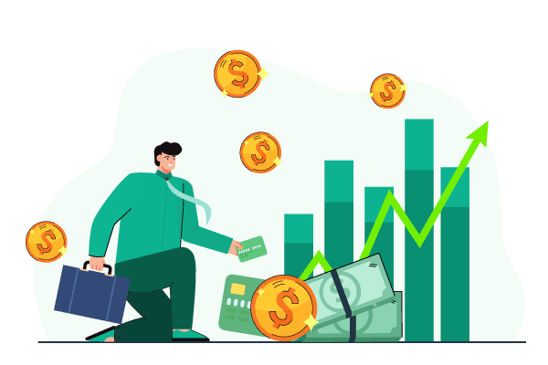 A Businessman with a Briefcase and Money Falling from a Graph, Illustrating Effective Cash Flow Management and Emphasizing the Significance of Rent Payment