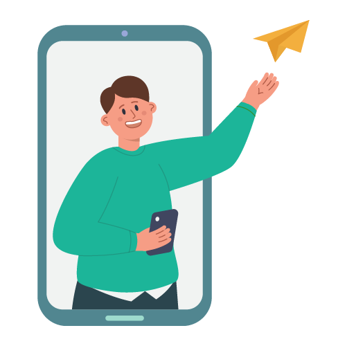 A Man Using A Phone To Mail Checks for Your Membership Club. Affordable, Reliable Check Mailing