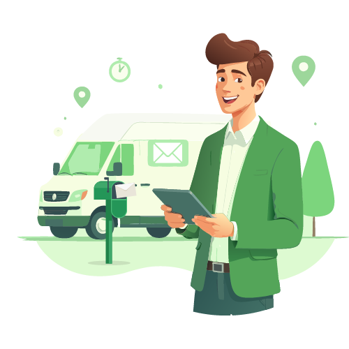 A Man Using A Tap To Make Deliveries of the Checks. Use First Class Check Mailing for Fast, Secure Delivery. Pay And Get Paid Via ACH and Wire
