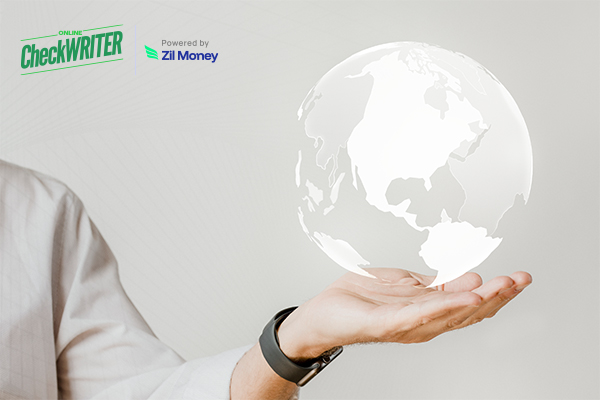 A Man Using Globe that Represents Send International Payments to Germany Quickly and Securely