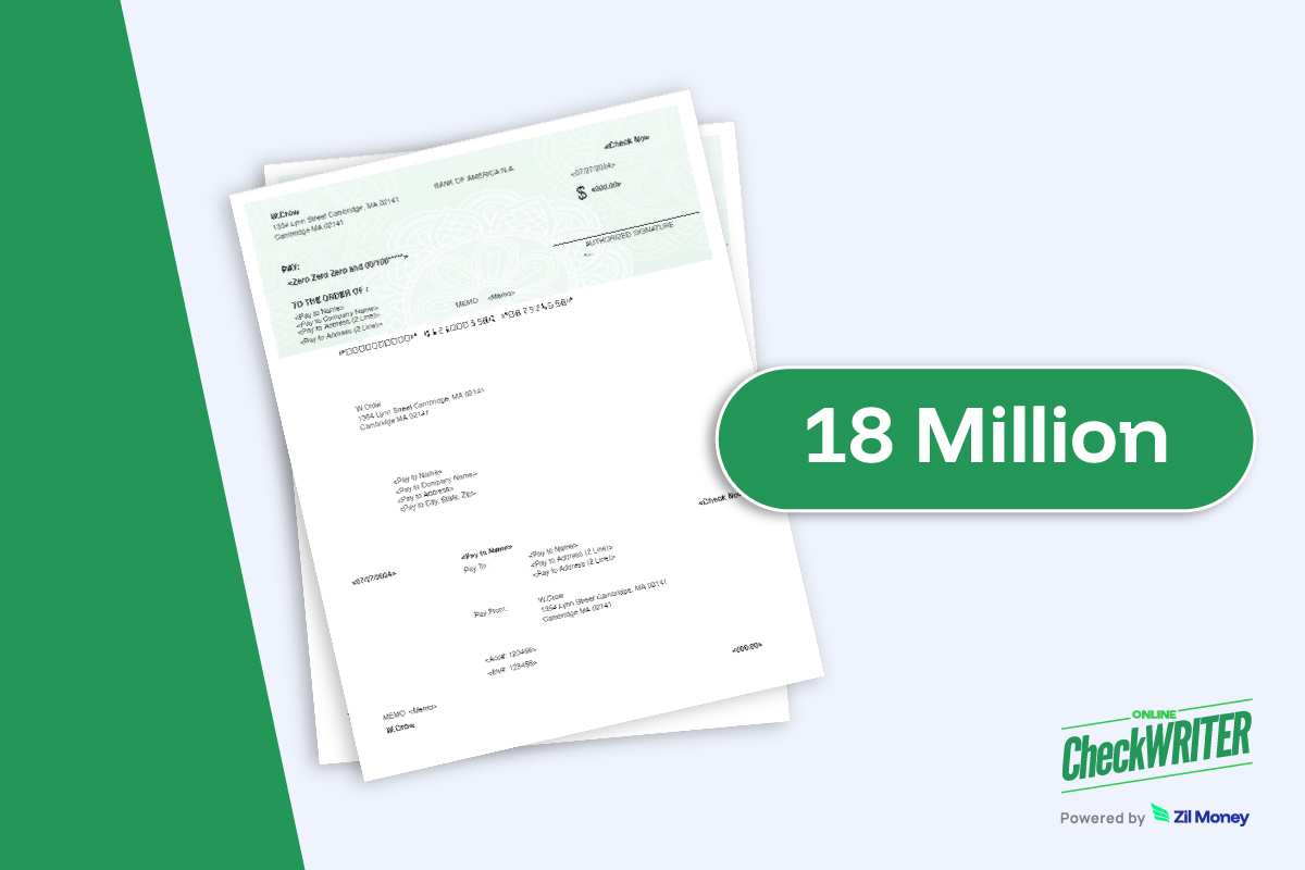 OnlineCheckWriter.com – Powered by Zil Money Reaches 18 Million Checks Processed