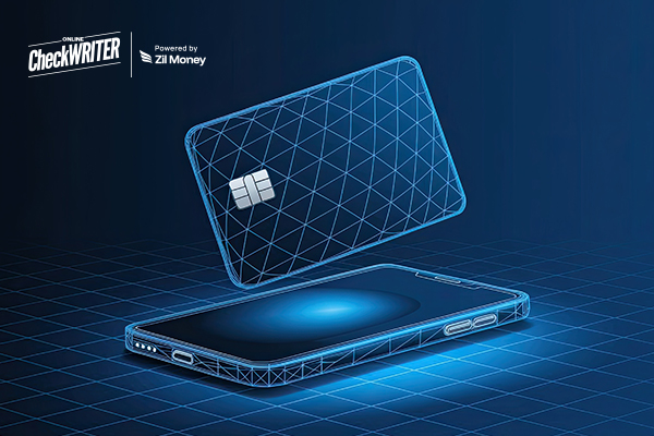 A digital phone and card interface highlight the use of a Virtual Card for secure and instant business payments through mobile devices.