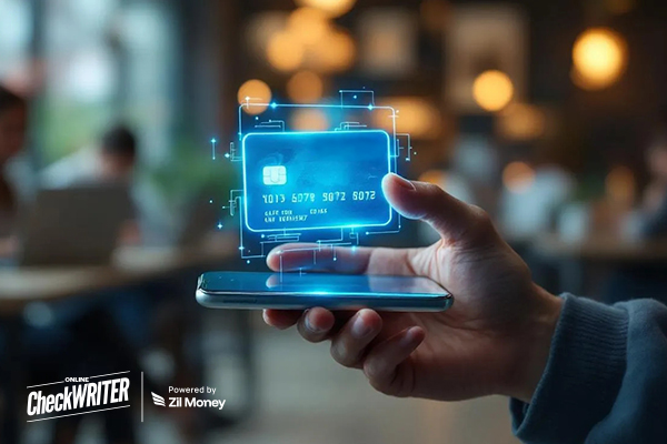A Man Using A Credit Card Smartphone to Make Payments Easily. Represents Virtual Card Gain Control Over Your Recurring Payments