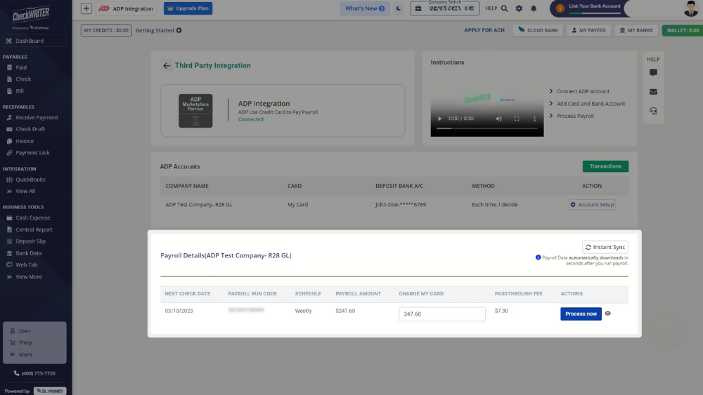 Simplify Payroll with ADP Integration. Connect Accounts, Process Payments Instantly, and Print Checks Securely Using Any Standard Printer