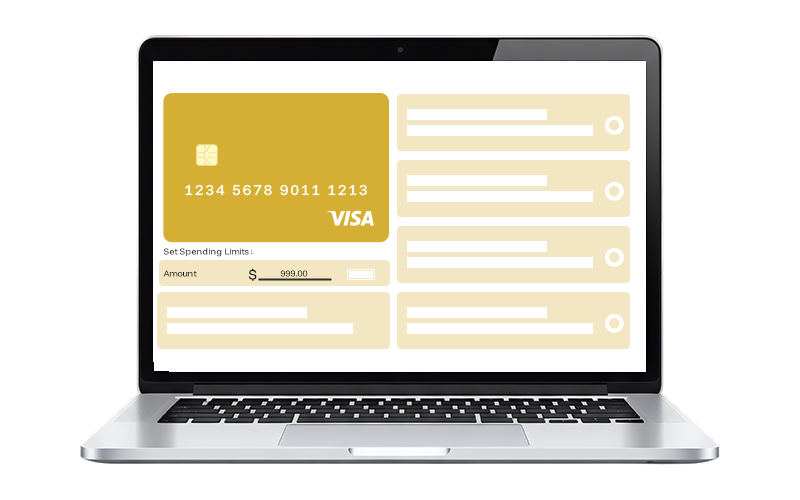 A Laptop Screen Shows a Virtual Card Interface. Construction Worker Cards Help Manage Project Expenses with Spending Limits, Real-Time Tracking & Secure Payments