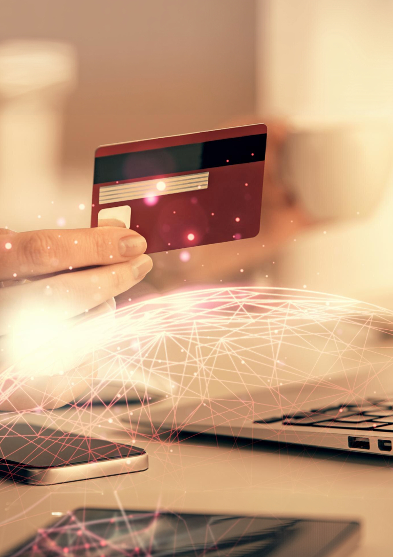 A Man Using A Credit Card Easily. Bulk Virtual Card Creation | Instant & Secure Payment Solutions
