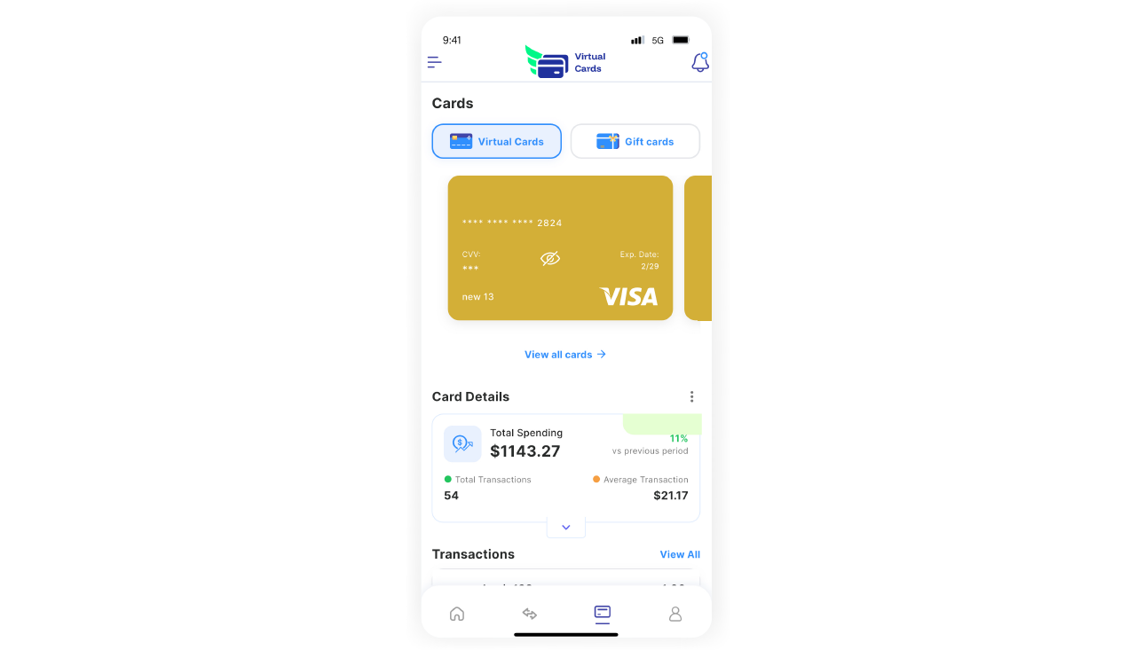An Image that Shows Managing Bulk Virtual Cards Instantly for Your Team or Vendors. Set Custom Limits, Track Spending, and Ensure Secure Payments