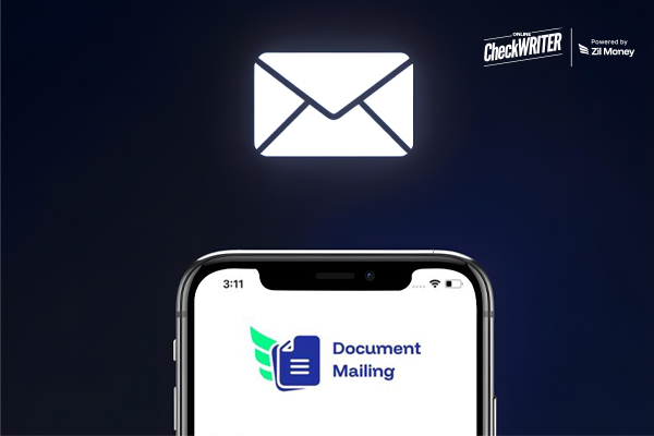 A Phone Screen Shows a Document Mailing App, Highlighting How to Mail Documents Online Securely and Quickly.