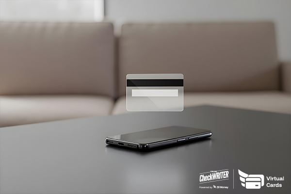 An Image That Shows a Phone and a Card That Represents a Virtual Card. Secure Payments and Proactive Financial Control