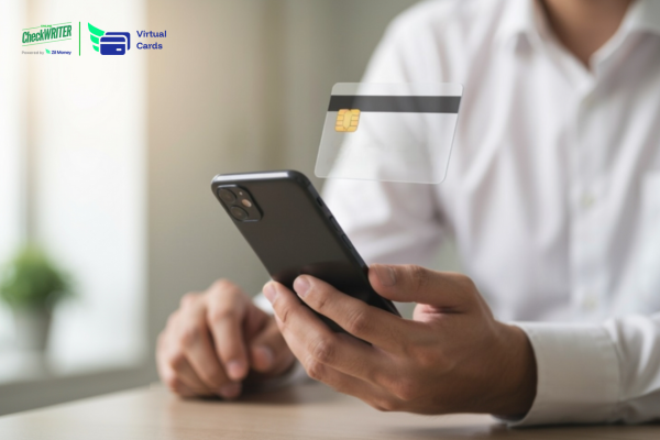 A Man Using a Phone to Make a Payment Easily. Virtual Card App Lets Businesses Control Spending, Issue Instant Cards, and Protect Payments with Advanced Security