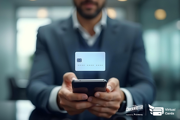 A Man Using a Phone to Make a Payment Easily. Virtual Card App Lets Businesses Issue and Secure Cards Instantly