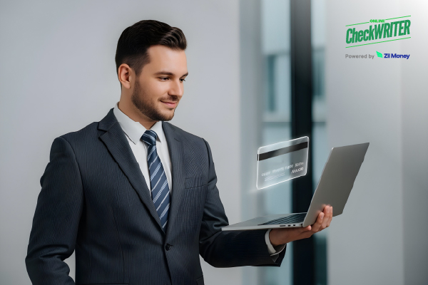 A Man Using A Laptop to Make a Visa Virtual Card Payment Easily