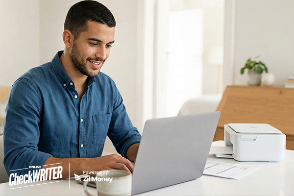 The First Impression Audit How Your Business Checks Project Culture and Fuels Immediate Growth in 2025 A Man Working on a Laptop Printing Business Checks. The First Impression Audit How Your Business Checks Project Culture and Fuels Immediate Growth in 2025