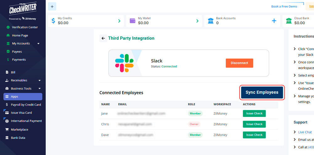 Sync Your Team Your employee list appears instantly from Slack.