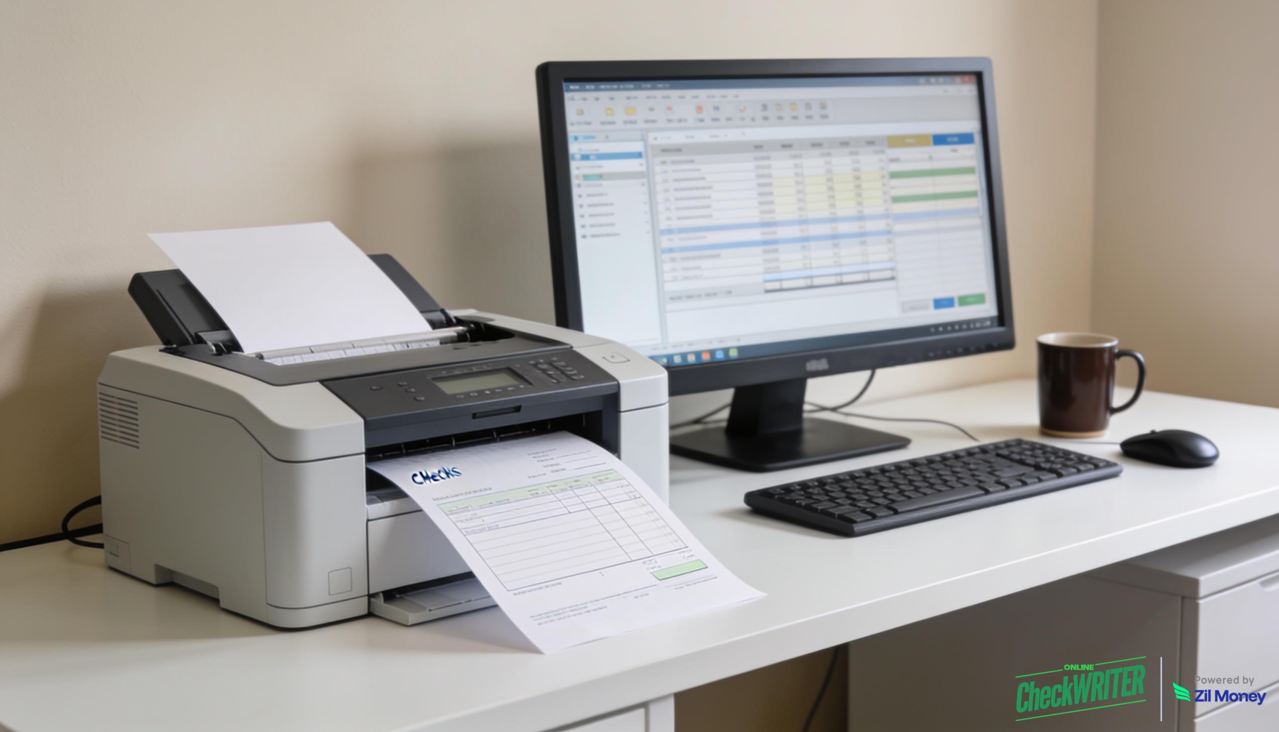 Easy Check Printing with OCW easy check printing setup with blank check stock and laser printer using OnlineCheckWriter.com