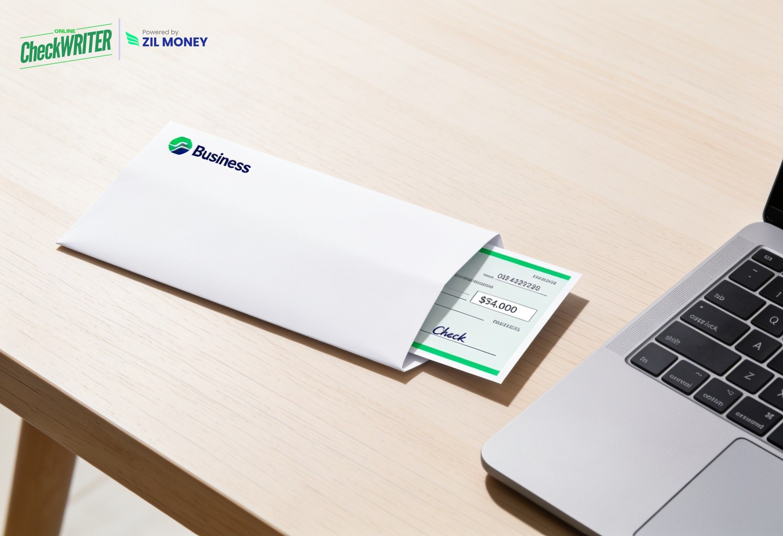 Mail a Check Online Magnific Featured Mail a check online — a check sliding into a business envelope beside a laptop