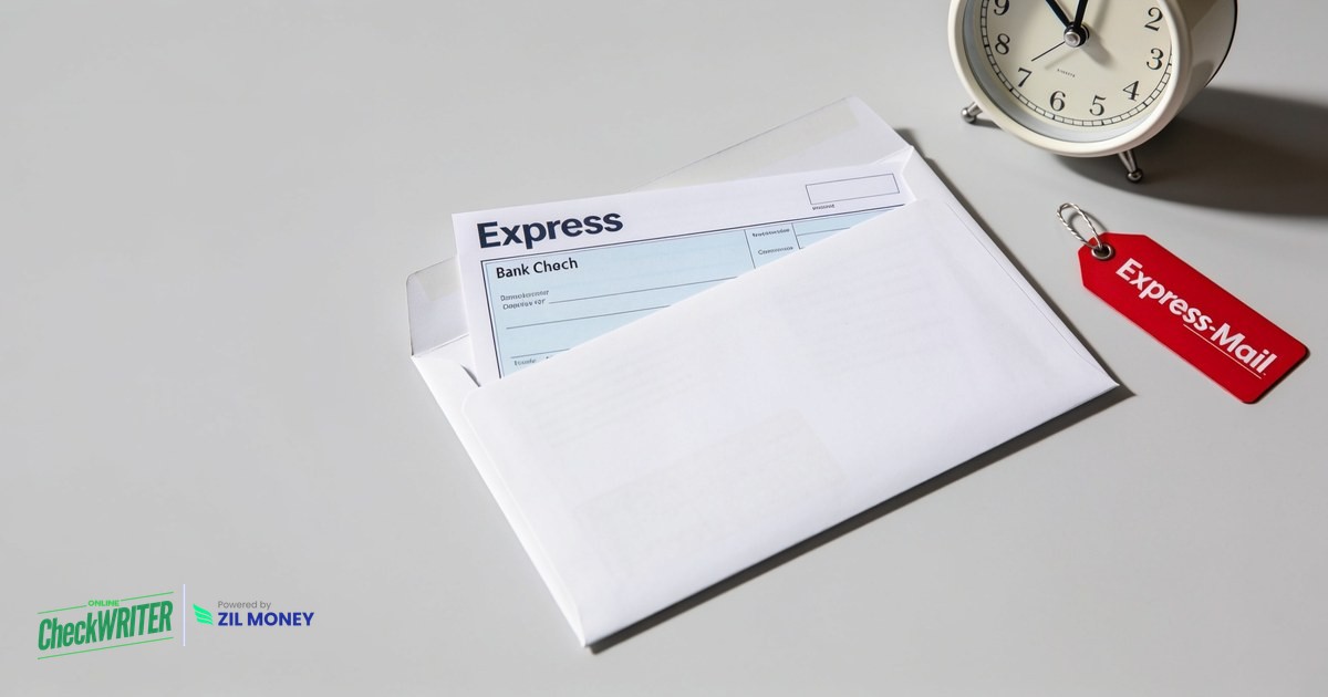 Best Way to Overnight a Check AI Express envelope and bank check showing the best way to overnight a check