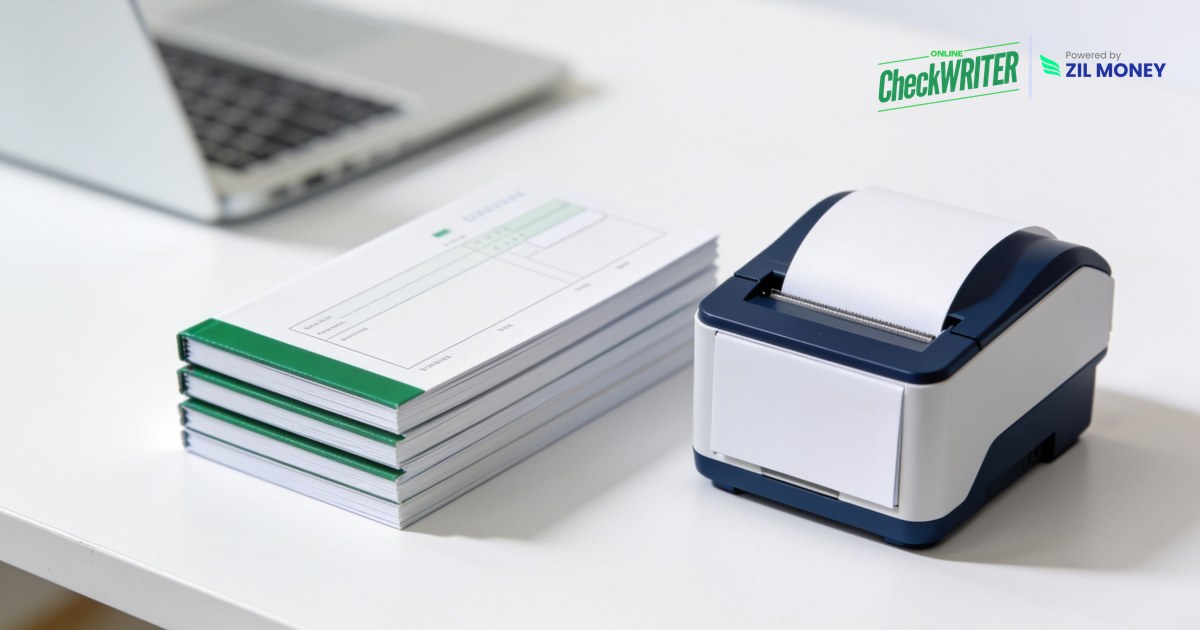 Business checkbooks and a printer, an alternative to ordering Deluxe checks Business checkbooks and a printer as an alternative to ordering Deluxe checks