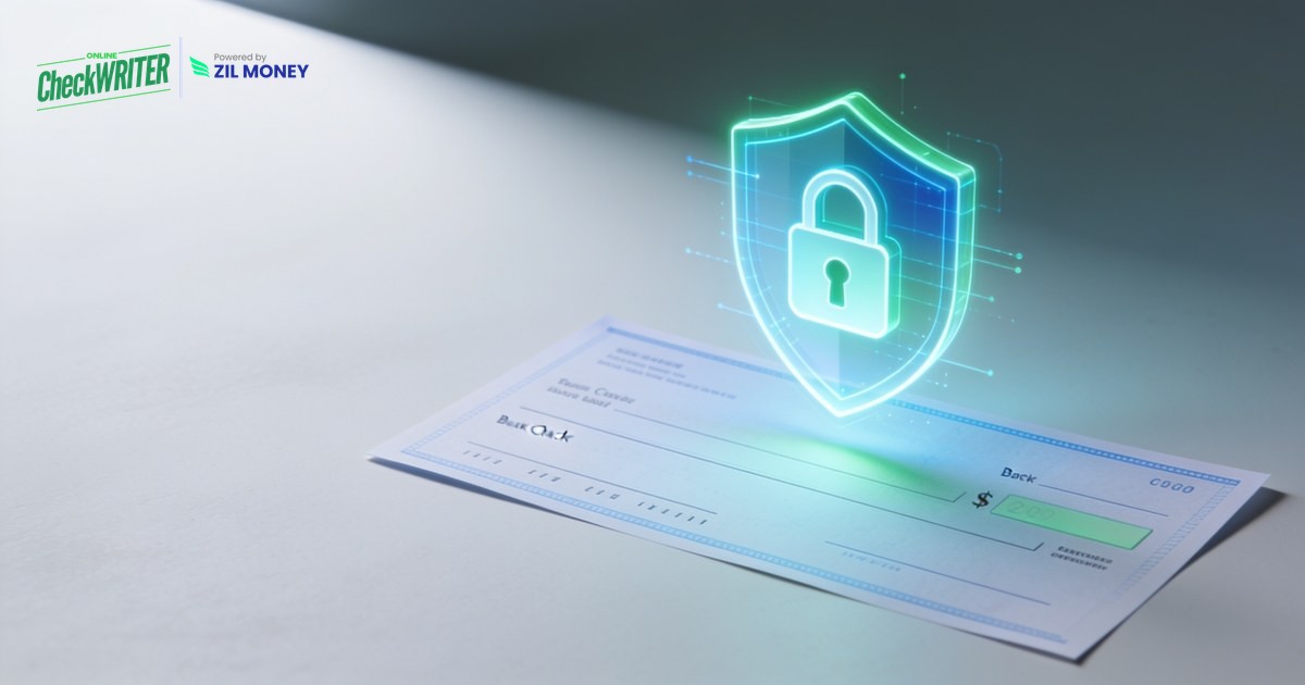 Positive Pay Implementation AI Security shield over a check representing positive pay implementation