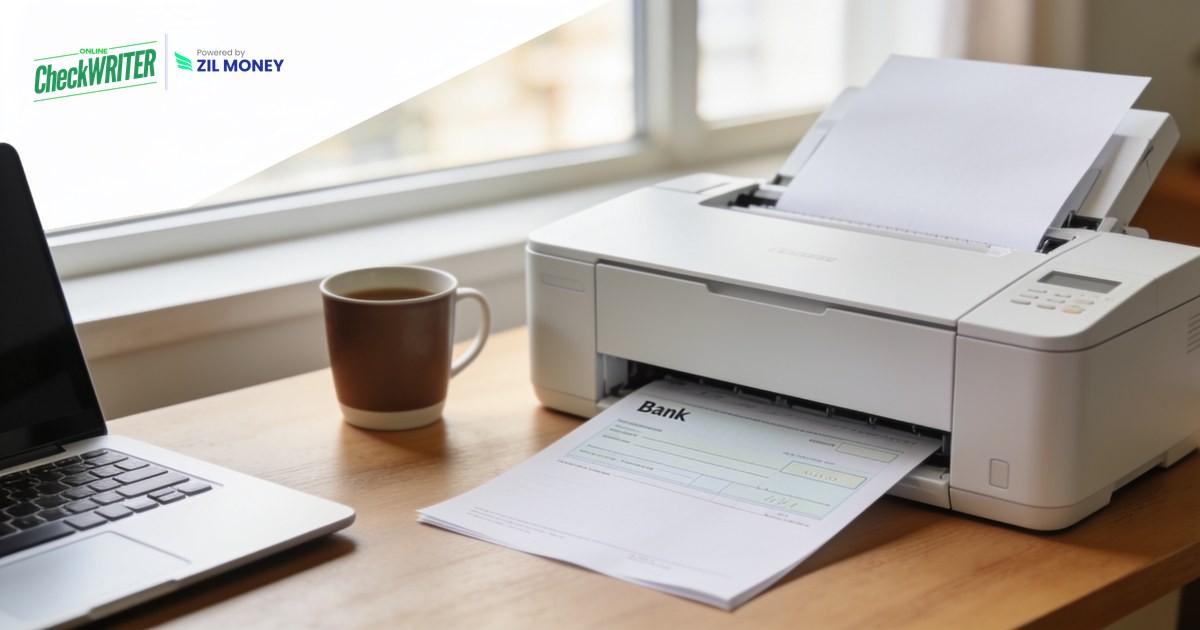 Print Bank of America Checks at Home AI Home printer printing a check to print Bank of America checks at home